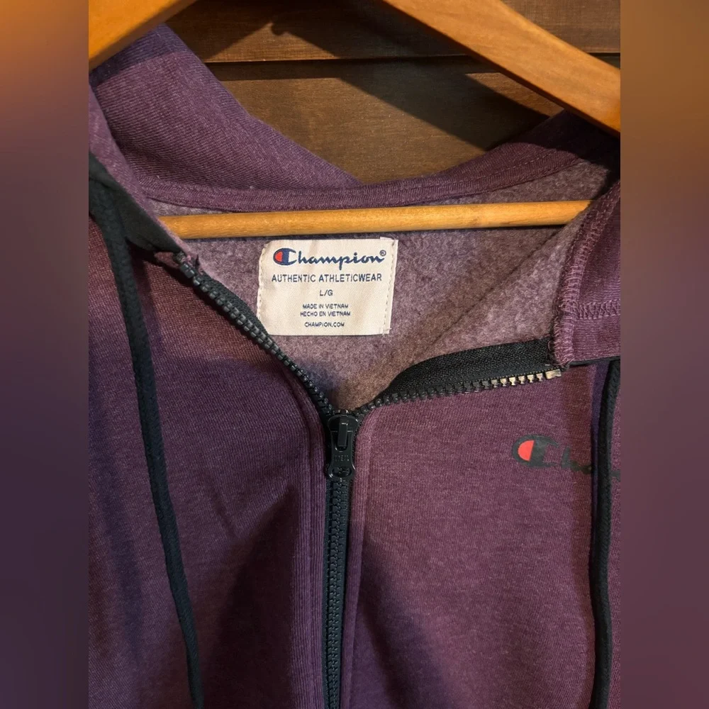 Champion Men's purple and Black Zip-Up Sweater_3